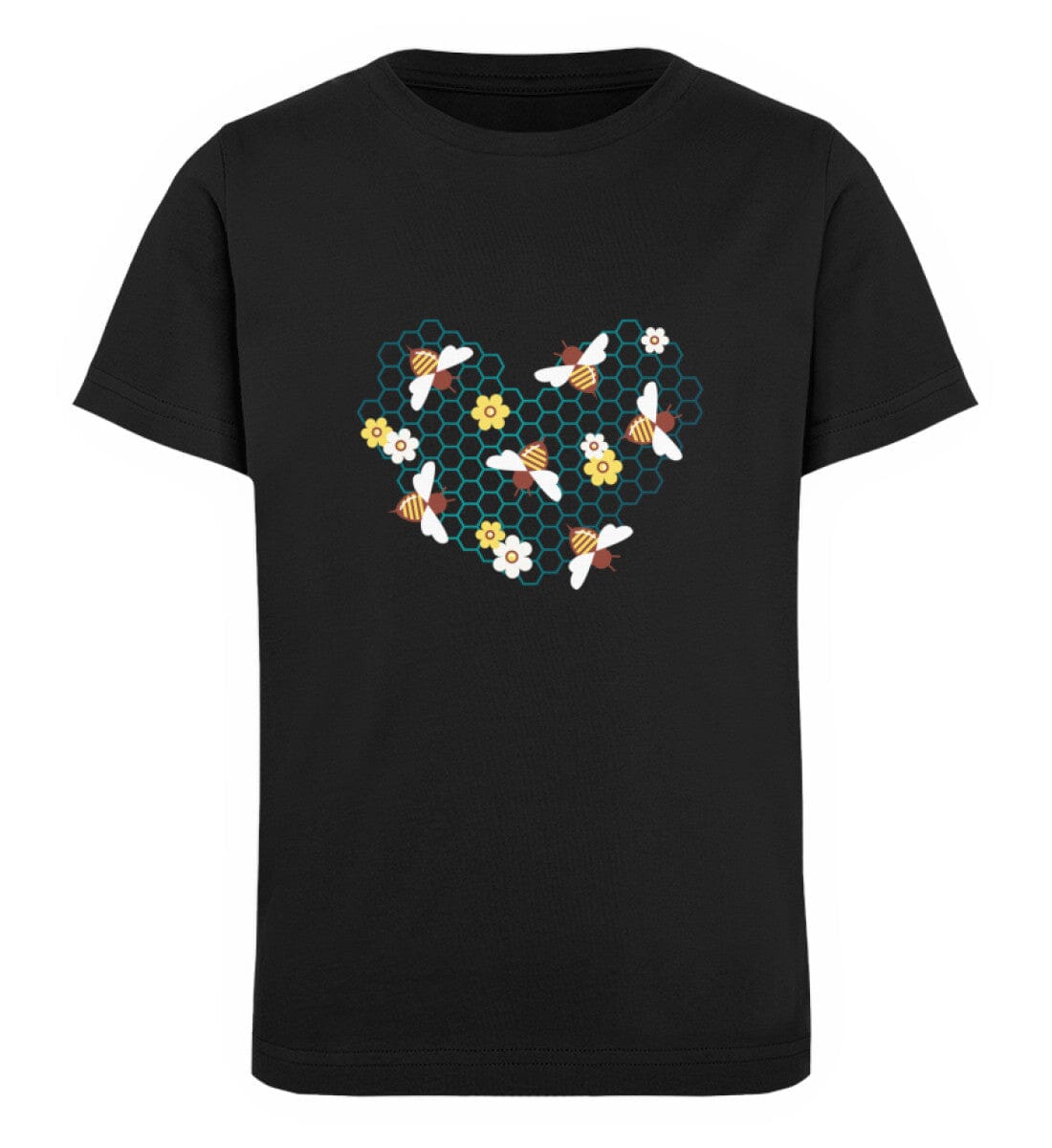 Bienenherz - Kinder Bio Shirt Black 12/14 (152/164) 