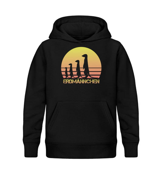 Erdmännchen Sonnenuntergang - Kinder Bio Hoodie Black 12/14 (152/164) 