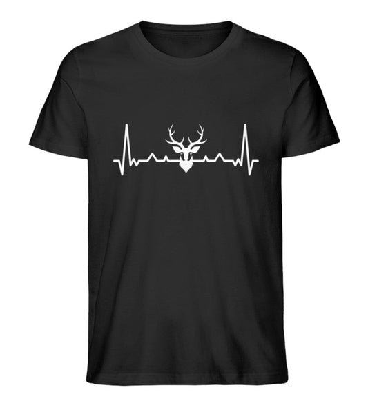 Herzschlag Hirsch - Unisex Premium Bio Shirt Black S 