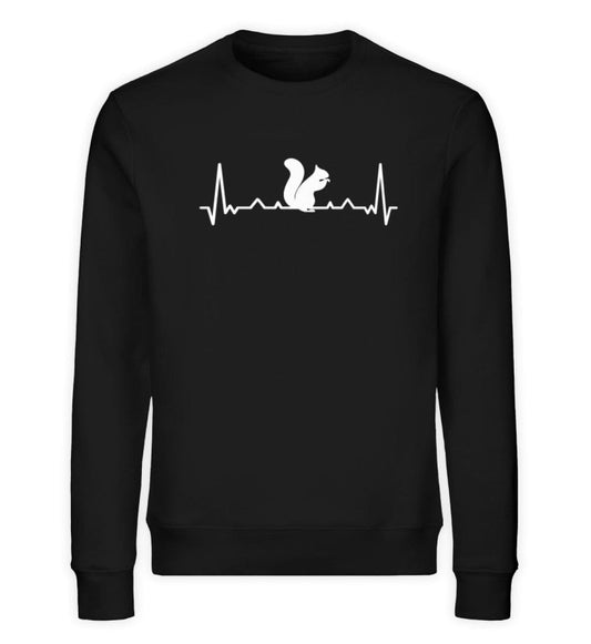 Herzschlag Eichhörnchen - Unisex Bio Sweatshirt Black XS 
