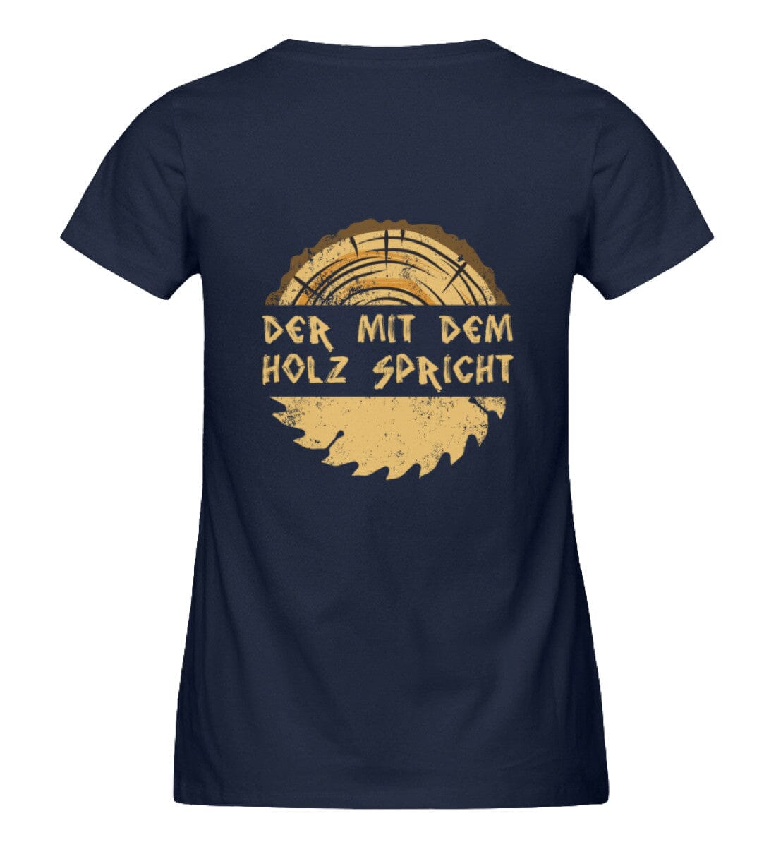 Der mit dem Holz spricht Rückendruck - Damen Premium Bio Shirt French Navy XS 